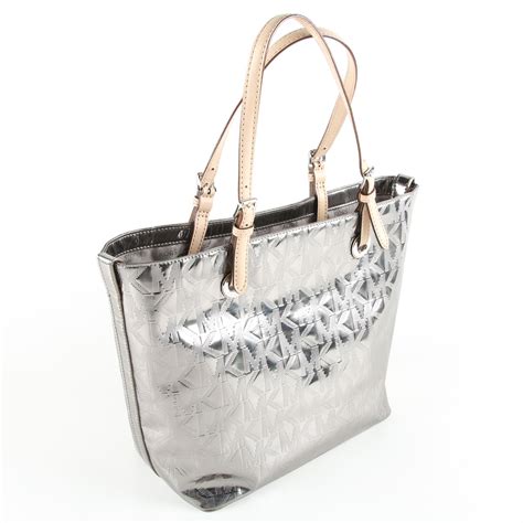 silver purse michael kors|michael kors silver metallic purse.